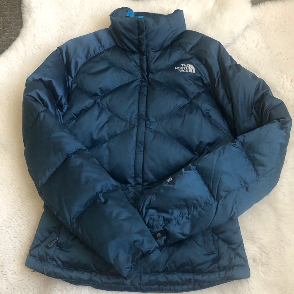 The North Face Womens Navy Blue and teal Puffer Jacket